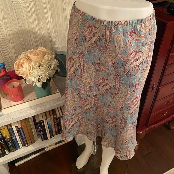 SUNDANCE PAISLEY *SILK*SKIRT SZ10 - Picture 1 of 5